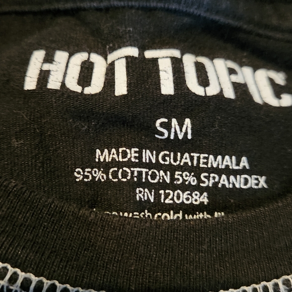 Hot Topic Black Tee with Stitched Bear Graphic - Picture 2 of 2